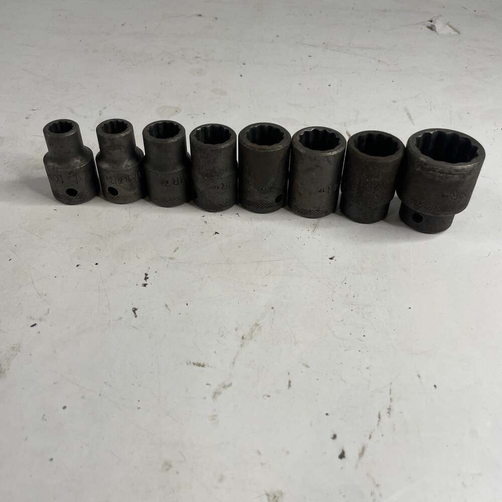 Mac Tools 1/2” Dr 12 Pt VP2 Impact Socket 8 Pc. 10,11,13,15,16,17,18,24.